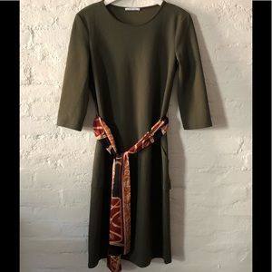 Satin belted Zara Dress with oversized pockets